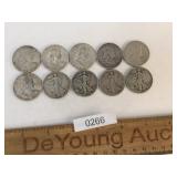 US Coins, Lot of 10 Franklin Silver Half Dollars