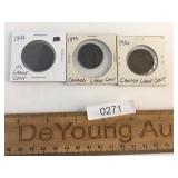 Coins, 1842 US Large Cent, 1893 and 1919 Canada La