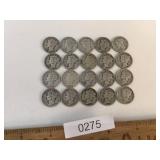 US Coins, Lot of 20 Silver Mercury Dimes