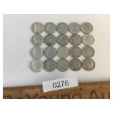 US Coins, Lot of 20 Silver Roosevelt Dimes