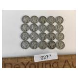 US Coins, Lot of 20 Silver Mercury Dimes