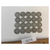US Coins, Lot of 20 Silver Mercury Dimes