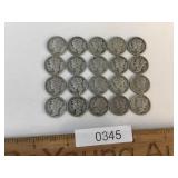 US Coins, Lot of 20 Silver Mercury Dimes