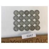 US Coins, Lot of 20 Silver Mercury Dimes