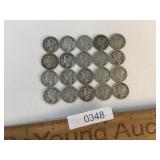 US Coins, Lot of 20 Silver Mercury Dimes