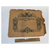 Civil War Certificate, Testimonial of Gratitude, U