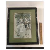 Print, Harrison Fisher, Couple on Bench