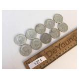 US Coins, Lot of 10 Silver Kennedy Half Dollar