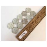 US Coins, Lot of 10 Silver Kennedy Half Dollar