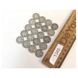 Us Coins, Lot of 20 Silver Mercury Dimes