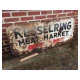 Kesselring Meat Market Metal Sign, Vintage