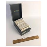 Metal File Box with US Postage Stamps