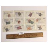 US Postage Stamps, 12 Priced Envelopes