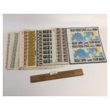 US Postage Stamps, Lot of 33 Unused Sheets
