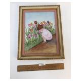 Original Oil on Tile Art Painting by M. Franck