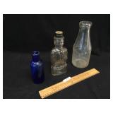 Lot of 3 Glass Bottles, Vintage