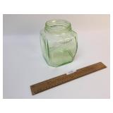 Green Depression Glass Jar, Antique
