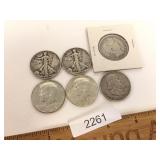US Coins, Lot of 6 Silver Half Dollars