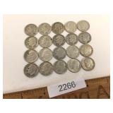 US Coins, Lot of 20 Silver Roosevelt Dimes