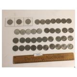 US Coins, Lot of 40 Kennedy Half Dollars