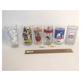 Lot of 6 Character Glasses, Vintage