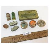 Lot of 9 Advertising Containers, Antique