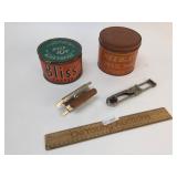 Lot of 4 Items, Advertising Tins and More