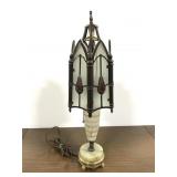 Vintage stone base electric lamp