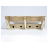 Rustic wood shelf with hooks