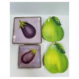 Clay eggplant & pear plates