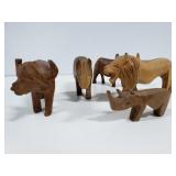 Small wood carved safari animals