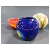 Swirled glass art pieces