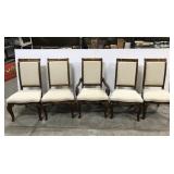 Set of five upholstered dining chairs
