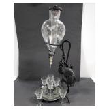 Wrought iron grape themed wine drip decanter