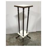 Vintage marble + wood tall plant stand pedestal