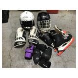 Hockey gear - skates, 2 helmets, gloves