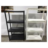 Two plastic storage shelves