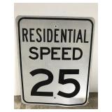 Residential speed limit 25 mph street sign
