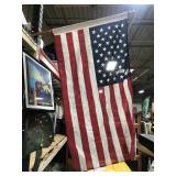 American Flag on wood pole