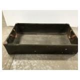 Military green storage tote w/ leather handles