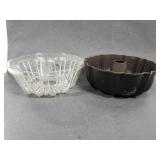 Glass and cast metal bundt pans
