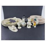 Assorted plates and Snowbabies figurines