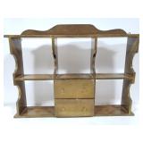 Wood display shelf with drawers