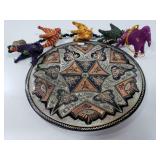 Turkish metal tray with hanging elephant decor
