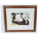 Framed portrait of contemplative woman print