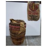 Orchard baskets and burlap sack