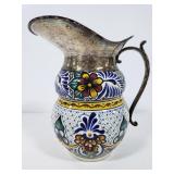 Enamalware pitcher with metal spout