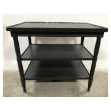 Black wood three tiered end table