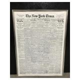 New York Times 1905 framed newspaper reprint