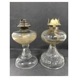 2 glass oil lamps